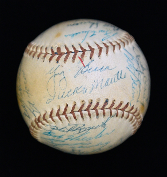 1955 Yankees (AL Champs) Team Signed Official Spalding Baseball - 25 Signatures w. Mantle, Berra, Ford, Rizzuto, Howard, + (JSA LOA)
