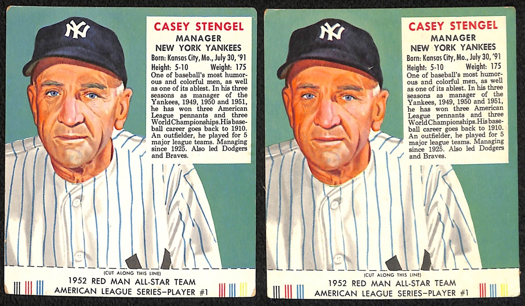 Lot of (14) 1952 Red Man Cards with Tabs w. Pee Wee Reese