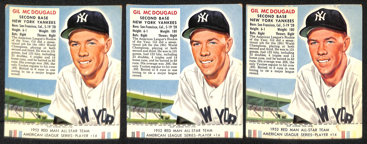 Lot of (14) 1952 Red Man Cards with Tabs w. Pee Wee Reese