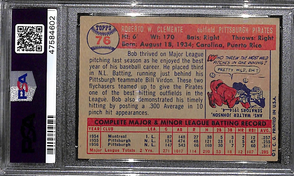 1957 Topps Bob Clemente #76 Graded PSA 5