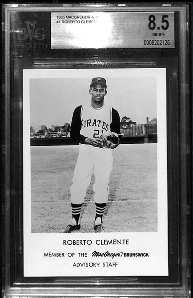 RARE High-Grade 1965 MacGregor Staff Photo Roberto Clemente BVG 8.5 (NM-MT+)