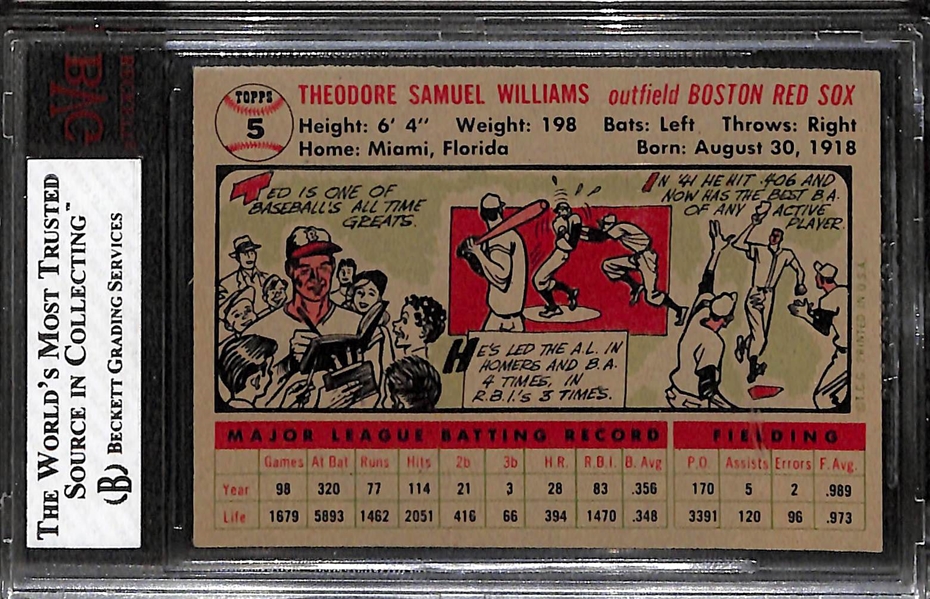 1956 Topps Ted Williams (Gray Back) #5 Graded Beckett BVG 6