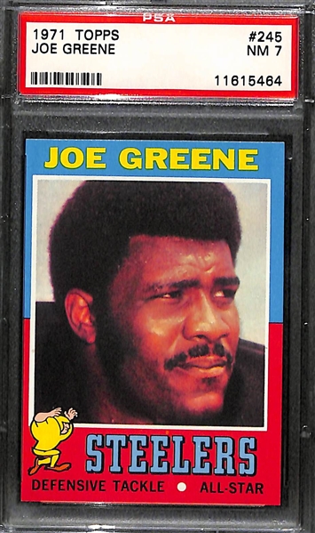 1971 Topps Joe Greene Rookie Card #245 Graded PSA 7