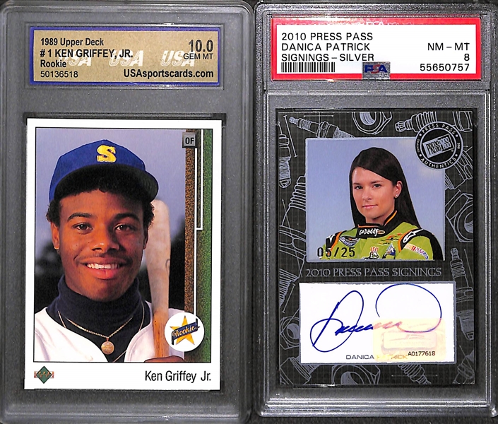 (2) Sports Card Lot w/1989 Upper Deck Ken Griffey Jr. RC and 2010 Danica Patrick Autograph