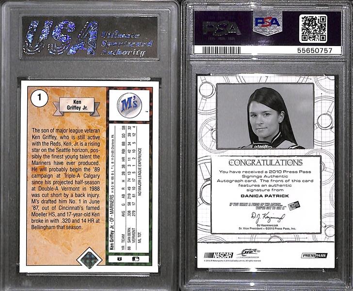 (2) Sports Card Lot w/1989 Upper Deck Ken Griffey Jr. RC and 2010 Danica Patrick Autograph