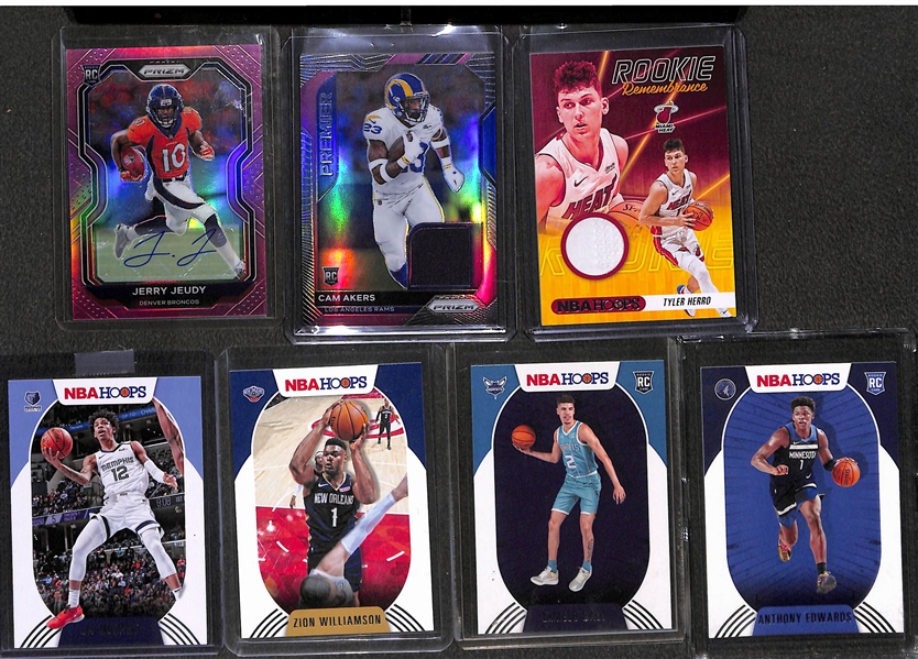 (7) Sports Card Lot w/ 2020 Jerry Jeudy Prizm Autograph, Lamelo Ball, Edwards Rookies 