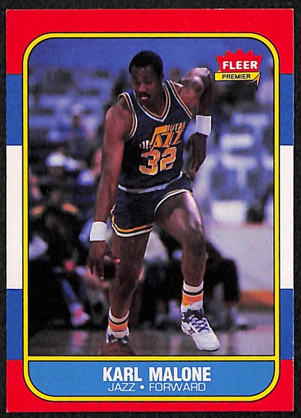 Lot of (3) 1986-87 Fleer Basketball Rookie Cards w/ Malone, Ewing, and Barkley 