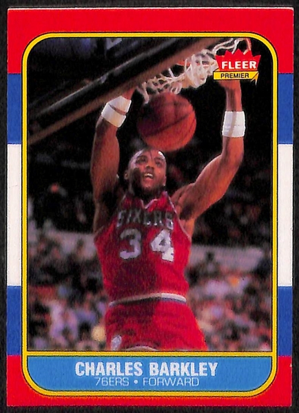 Lot of (3) 1986-87 Fleer Basketball Rookie Cards w/ Malone, Ewing, and Barkley 