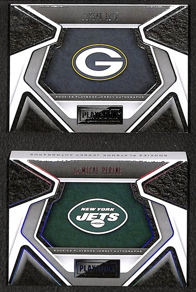 Lot of (2) 2020 Panini Playbook Autographed Jersey Cards - Jordan Love #45/149 & La'Michal Perine #1/5