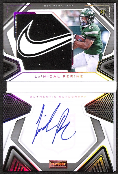 Lot of (2) 2020 Panini Playbook Autographed Jersey Cards - Jordan Love #45/149 & La'Michal Perine #1/5