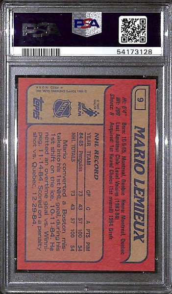 RARE GEM MINT 1985 Topps Mario Lemieux #9 Rookie Card Graded PSA 10 Gem Mint!