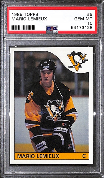 RARE GEM MINT 1985 Topps Mario Lemieux #9 Rookie Card Graded PSA 10 Gem Mint!