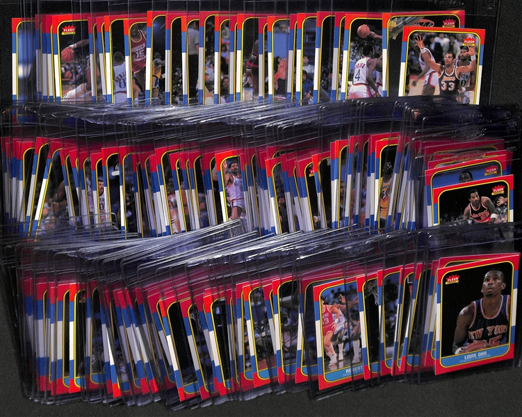 Pack-Fresh 1986-87 Fleer Basketball Set - Missing Jordan (#57) & Olajuwon (#82) Rookie Cards (130 of 132 Cards)