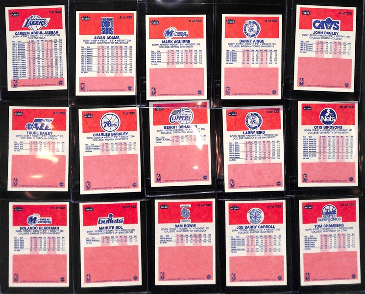 Pack-Fresh 1986-87 Fleer Basketball Set - Missing Jordan (#57) & Olajuwon (#82) Rookie Cards (130 of 132 Cards)