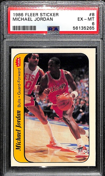 1986-87 Fleer Michael Jordan Rookie Sticker #8 Graded PSA 6