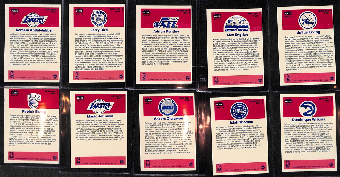 Pack-Fresh 1986-87 Fleer Basketball Sticker Set - Missing Michael Jordan Rookie Sticker (10 of 11 Stickers)