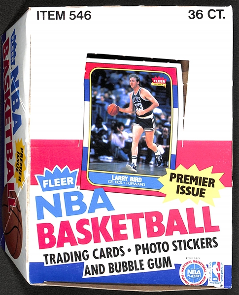 Empty 1986-87 Fleer Basketball Wax Box w/ (1) Opened Wrapper