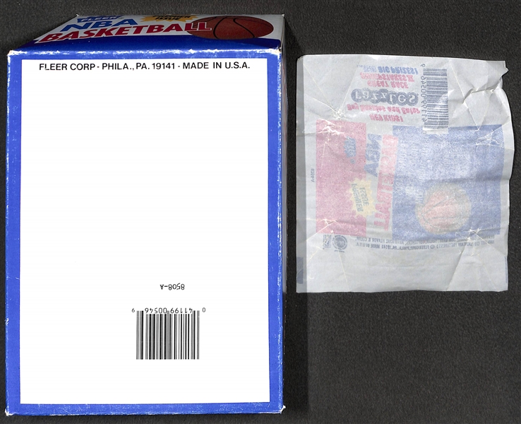 Empty 1986-87 Fleer Basketball Wax Box w/ (1) Opened Wrapper