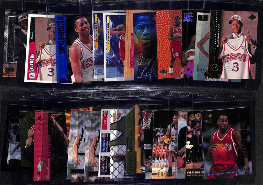 (24) Allen Iverson Rookie Cards and (4) 2nd Year Cards Inc, Rookies From Upper Deck, Fleer, and Topps Products