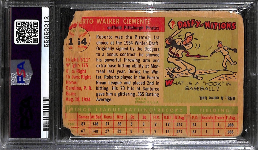 1955 Topps Roberto Clemente #164 Rookie Card Graded PSA Aithentic/Altered