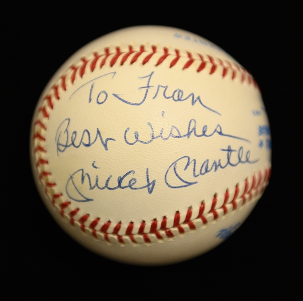 Mickey Mantle Signed Rawlings OAL Baseball Signed To Fran w. PSA/DNA LOA Graded 8.5 (Autograph Grade 9, Baseball Grade 8)