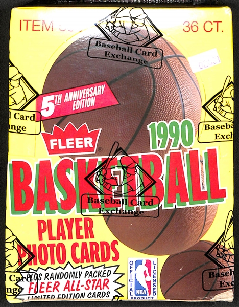 1990 Fleer Basketball Unopened Wax Pack Box - BBCE Sealed