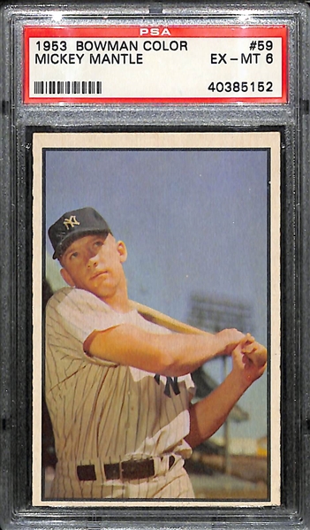 1953 Bowman Color Mickey Mantle #59 Graded PSA 6