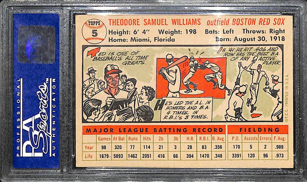 1956 Topps Ted Williams #5 Graded PSA 7 Near Mint!  