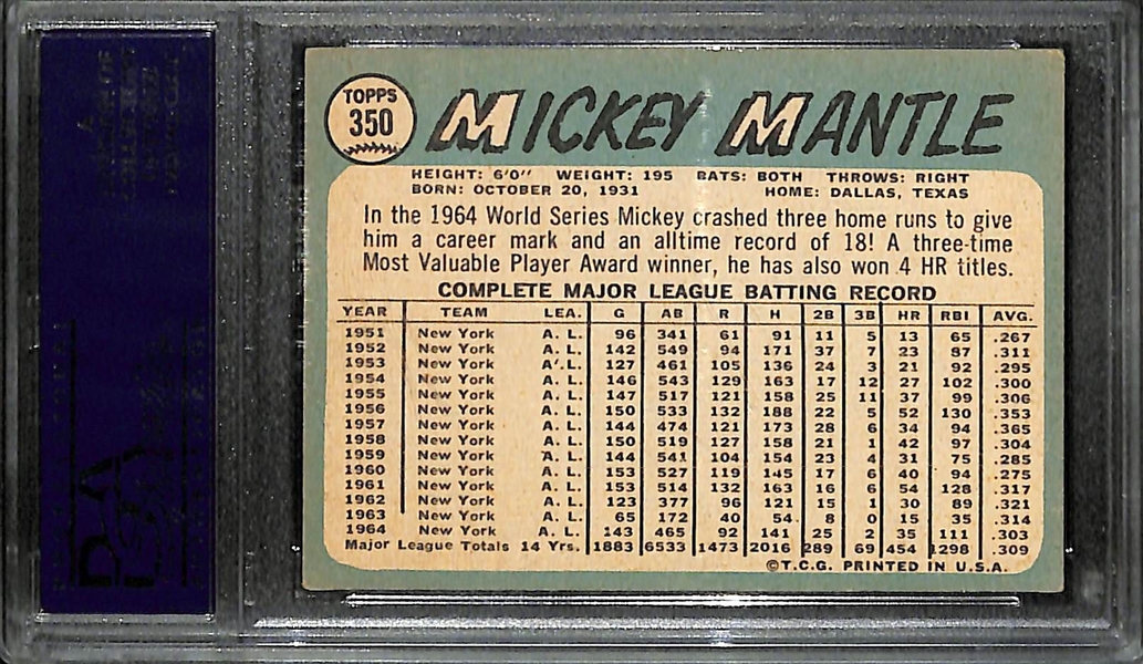 1965 Topps Mickey Mantle #350 Graded PSA 4
