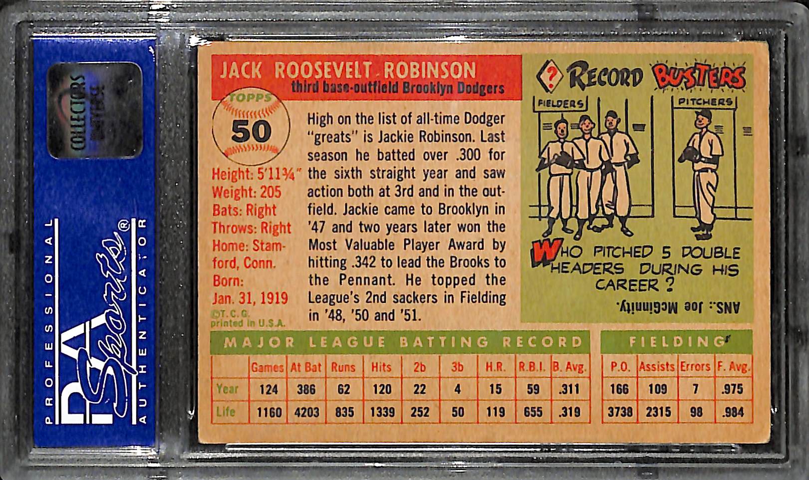 Lot Detail - 1955 Topps Jackie Robinson #50 Graded PSA 5