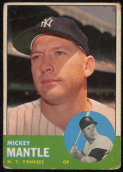(7) Low Grade 1960s Cards - 1963 Mickey Mantle, 1964/1966/1967 Banks, 1965 Aaron, 1965 Koufax, 1969 Ted Williams