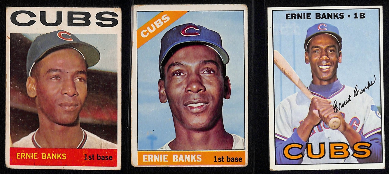 (7) Low Grade 1960s Cards - 1963 Mickey Mantle, 1964/1966/1967 Banks, 1965 Aaron, 1965 Koufax, 1969 Ted Williams