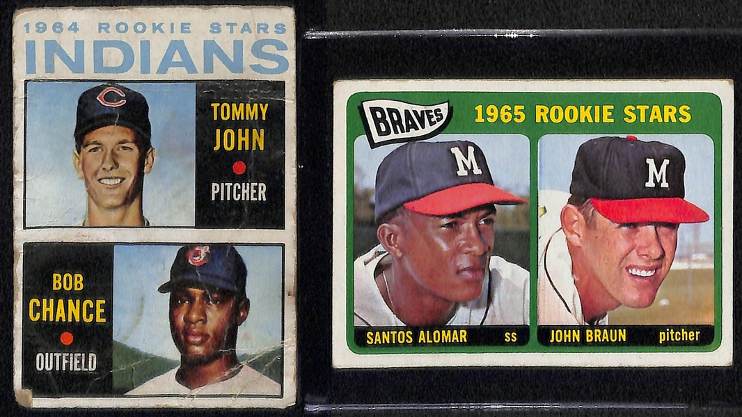 (4) Low Grade 1960s Rookies w. Carl Yastrzemski, Jim Palmer, Tommy John, Sandy Alomar