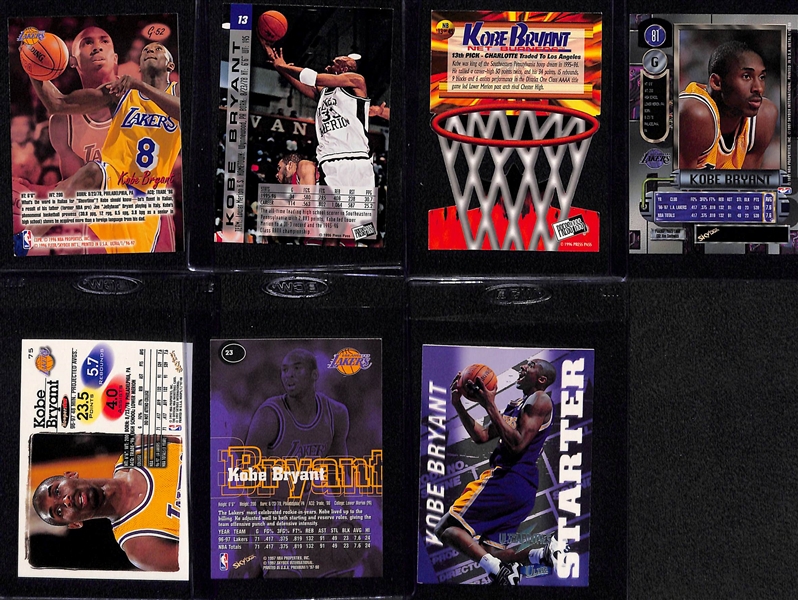 Lot of (7) Kobe Bryant Rookie & 2nd Year Cards Inc. Fleer Ultra and (2) Press Pass Rookie Cards
