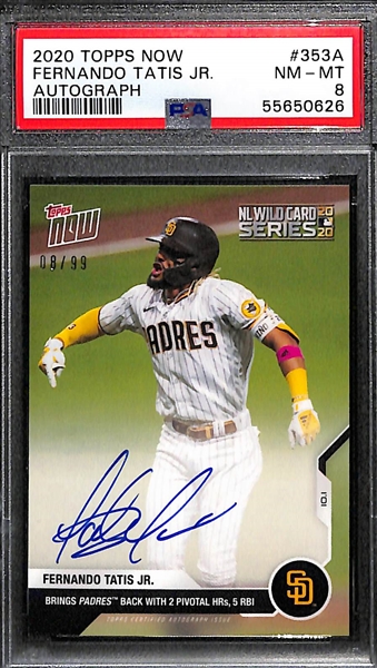 2020 Topps Now Fernando Tatis #353A Autograph #ed 8/99 Graded PSA 8 