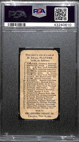 1909 E95 Philadelphia Caramel Honus Wagner (HOF) Graded PSA 1