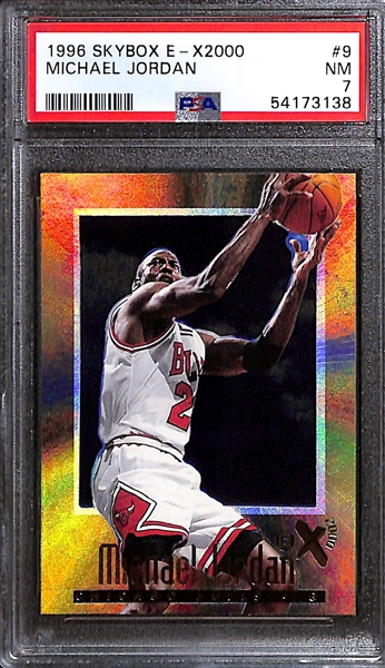 Lot of (2) - 1996 Skybox E-X2000 Michael Jordan (PSA 7) & 1998 Upper Deck Vince Carter Rookie #316 (PSA 7)
