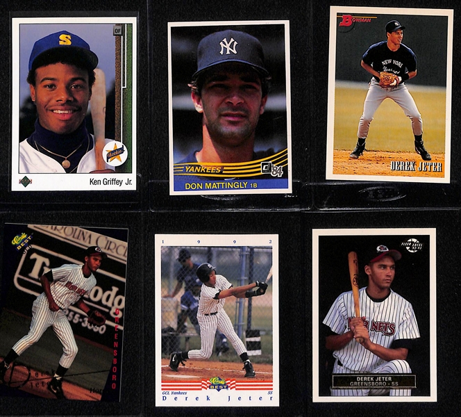 (6) Baseball Rookies w. 1989 Upper Deck Griffey Jr., 1984 Donruss Mattingly, (4) Derek Jeter (Bowman, Classic, Classic Best, Fleer Excel)