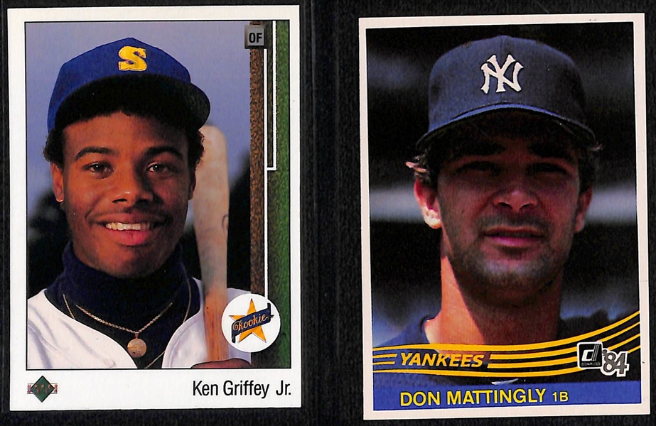 (6) Baseball Rookies w. 1989 Upper Deck Griffey Jr., 1984 Donruss Mattingly, (4) Derek Jeter (Bowman, Classic, Classic Best, Fleer Excel)