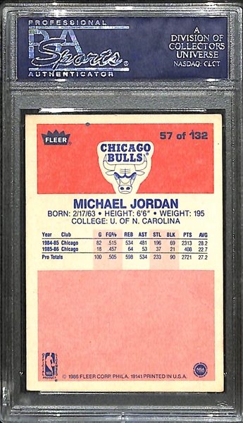1986-87 Fleer Basketball Michael Jordan Rookie Card #57 Graded PSA 1