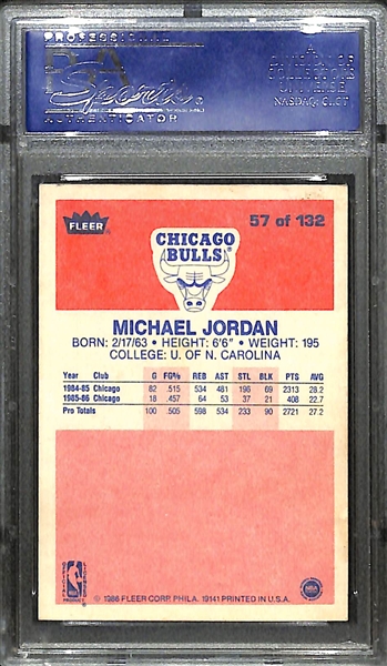 1986-87 Fleer Basketball Michael Jordan Rookie Card #57 Graded PSA 2
