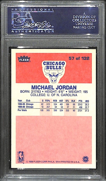 1986-87 Fleer Basketball Michael Jordan Rookie Card #57 Graded PSA 6