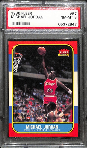 1986-87 Fleer Basketball Michael Jordan Rookie Card #57 Graded PSA 8
