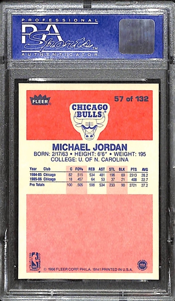 1986-87 Fleer Basketball Michael Jordan Rookie Card #57 Graded PSA 8