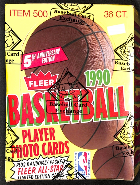 1990 Fleer Basketball Unopened Wax Pack Box - BBCE Sealed