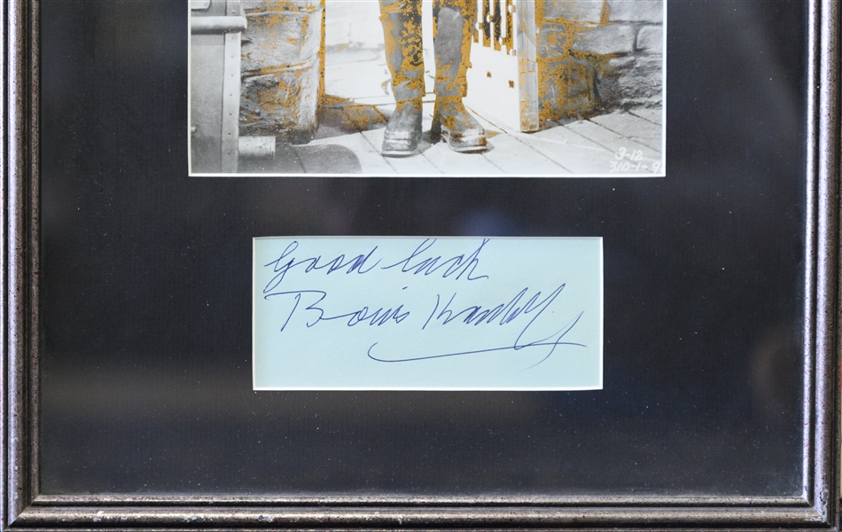 Boris Karloff (Actor - Known For Playing Frankenstein in Multiple 1930s Films, d. 1969) Signed Cut Framed/Matted w. Photo (Full JSA Letter of Authenticity)