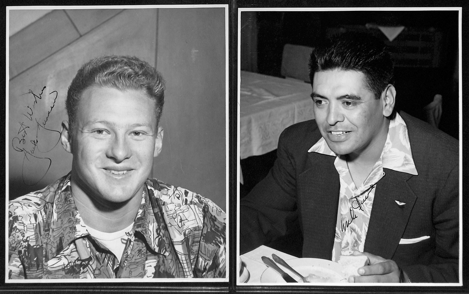 Lot of 5 1953 Signed Original US Air Force Type 1 Photos From MLB Tour of Japan Inc. Garcia, Jensen, Simmons, Lopat, Niarhos (JSA Auction Letter)