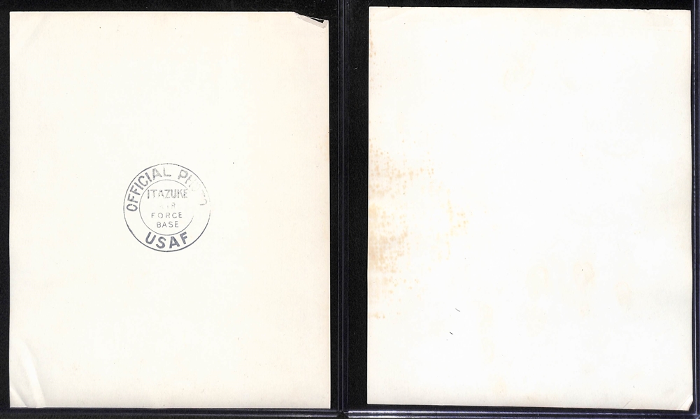 Lot of 5 1953 Signed Original US Air Force Type 1 Photos From MLB Tour of Japan Inc. Garcia, Jensen, Simmons, Lopat, Niarhos (JSA Auction Letter)