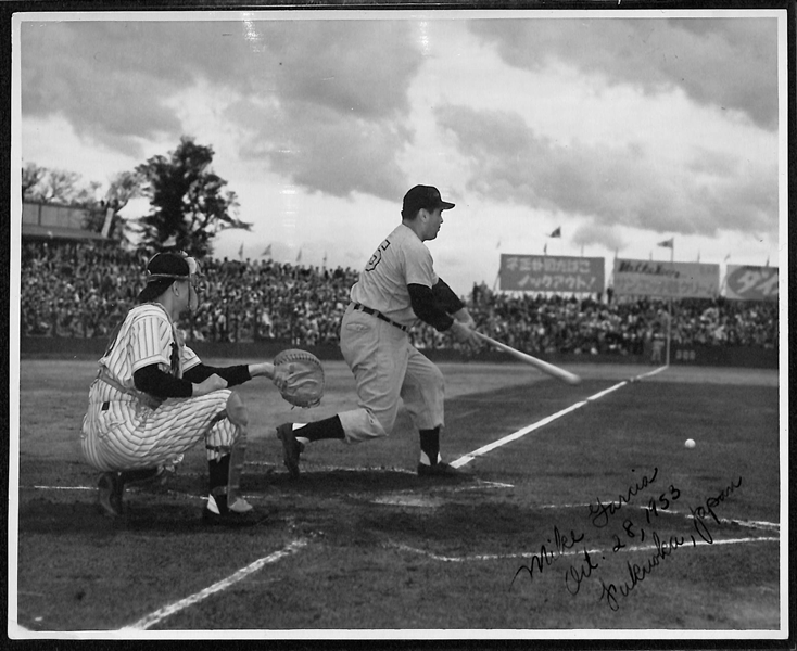 Lot of 7 1953 Original US Air Force Type 1 Photos From MLB Tour of Japan  Inc. Mathews, Slaughter, Martin