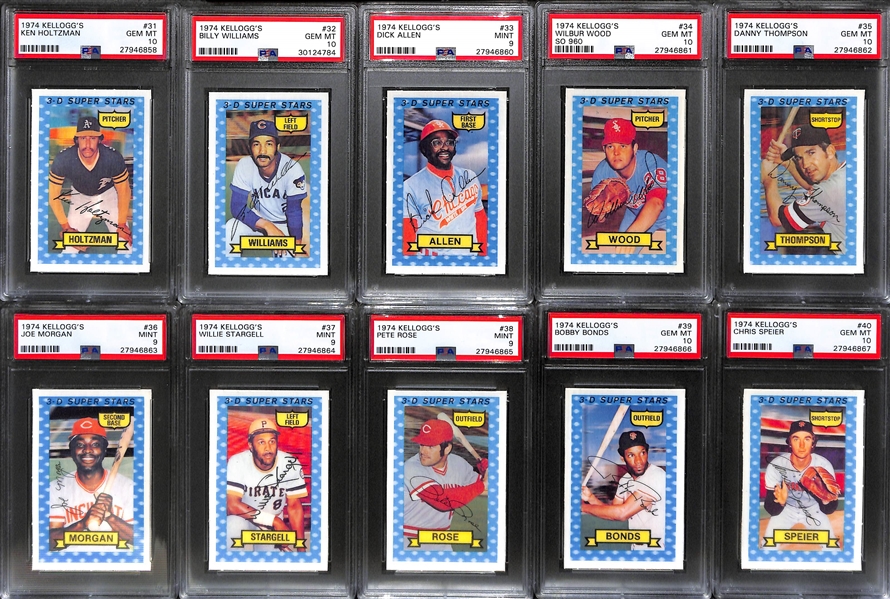 1974 Kellogg's Baseball Complete Set of 54 Cards - All PSA Graded - w. 28 PSA 10s! 